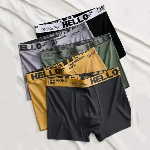 5PCS Men’s Underwear Mid Waist Breathable Lightweight Boxers Letter Suit Men’s Underpants in Multiple Colors