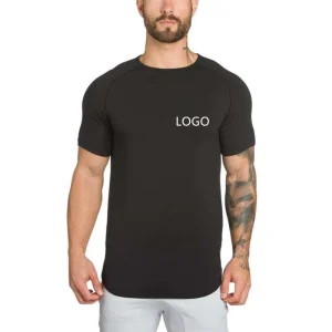 6648 P Men’s Sportswear Fitness T shirt Straight Hem Quick Dry Spandex Cotton Tee Custom Gym Training Tshirts