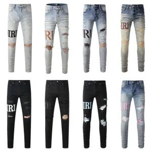 840 Fashion Design Slim Fit Casual Y2k Pencil Pants Spring Summer Ripped Streetwear Men’s Jeans Graffiti Embroidery
