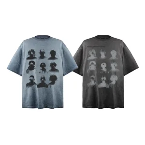9820 Summer Ready to Wear Loose Fit O Neck Short Sleeve 3D Printed Character Design American Retro Street Men’s T shirt