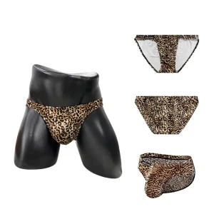 AD744 Men’s Briefs Youthful Sexy Leopard Print Cotton Underpants Seamless Sporty Breathable Quick Drying