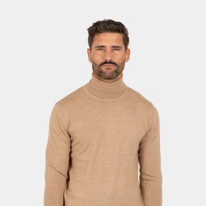 AW Khaki Knitted 100% Merino Wool Turtleneck Pullover Men’s Knitwear Sweaters