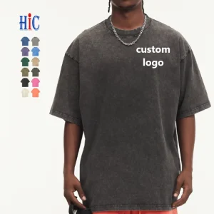 Acid Washed Oversized Men Tee 100 Cotton 250gsm Round Neck Short Sleeve Breathable Streetwear Summer Vintage Custom Logo Top
