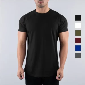 Activewear Gym Wear Men Muscle Fit Running 95% Cotton 5% Spandex Compression T shirt Quick Dry Blank 180g Gym Sport Shirts