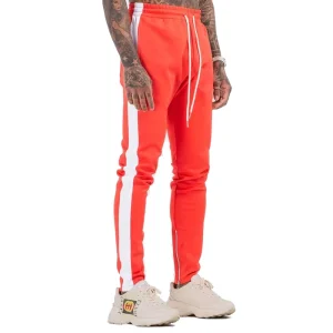 Activewear Mens Casual Sports Tailored Logo Printing Slim Fit Side Panel Jogger Pants with Zipper