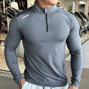 Activewear Men’s Running Shirt Long Sleeve Quarter Zip Pullover Moisture Wicking Quick Dry Athletic Workout Shirts