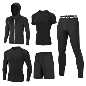 Activewear Set Custom logo Men Fitness Clothing Quick Drying High Elastic Gym Set Jogger Sets for Men 5 Piece Tracksuit