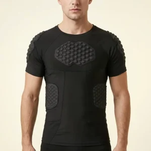 Adult Sports Protective Gear EVA Padded Compression Shirt Short Sleeve Chest Shoulder Rib Back Body Armor