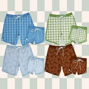 Adults Kids Fashion Swimming Trunks Lightweight Packable Board Short with Draw String Men’s Boys Surf Beach Swimwear