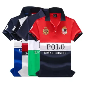 America Plus Size Lapel Casual Golf T Shirts 100% Cotton Color Combination Sport Short Sleeve Embroidered Men’s Polo