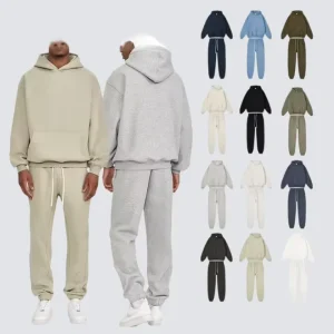 American Fashion Men’s Hoodies & Sweatshirt Sets Solid Color Fleece-lined Thickened Loose Leisure Casual Style