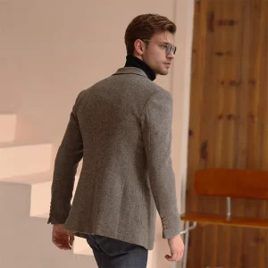 American Retro High Grade Tweed Ins Men’s Woolen Suit Jacket Thickened Texture Single Breasted Plus Size Trendy Single Suit