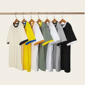 American Retro Style 260gsm Heavy Weight Men’s Ringer T-shirts Plus Size Casual Oversized Short Sleeve Custom