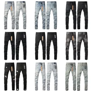 American Skinny Straight Denim Jeans Men Slim Fit Fashion Brand Trousers Distressed Hole Pants Men’s Jeans