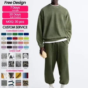 American Street Sports Casual Loose Sweatshirt and Sweatpants Set Matching Men’s Clothing
