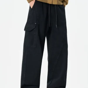 American Vintage Paratrooper Style Men’s Spring Autumn Loose Straight Multi Pocket Casual Wide Leg Long Pants 100% Cotton Canvas
