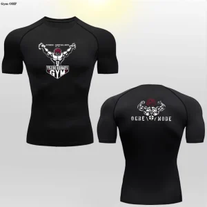 Anime Sportswear Men T Shirt Running Rashguard Tops Gym Fitness Jogging Sport Shirt Mens Compression T shirt Men’s Quick Drying