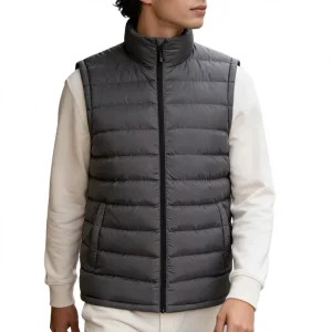 Aojie 01 Men’s Casual Winter Waterproof Windproof Cotton Jacket Vest Turtleneck Standing Tie Zipper Warm Sleeveless
