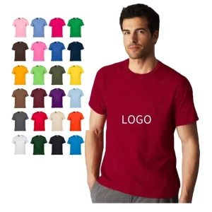 Apparel Silk Screen Printed Solid Woven Fabric Anti Wrinkle Men’s T Shirt 60% Cotton 40% Polyester Blend