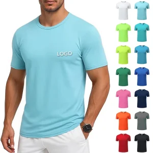Athletic Active Wear Casual Regular Fit Men’s T shirts Curve Hem Blank Quick Dry Workout Fitness Sportswear Gym Training