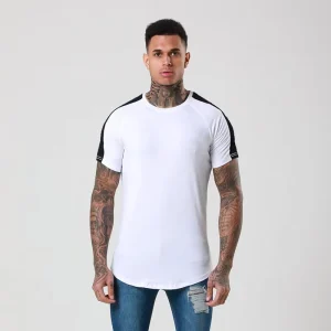 Athletic Breathable Gym Tshirt Fitted Customized Mens Comfortable Patchwork Male Hiphop Streetwear Short Sleeved Fitness Tshirts