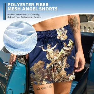 Athletic Comfortable Mesh Shorts Men Sublimation Print Quick Dry Beach Holiday Casual Summer Mesh Shorts