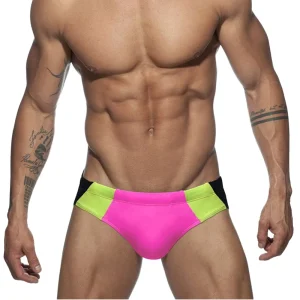 Athletic Fitness Solid Swim Brief Shorts Quick Drying Beach Sports Men’s Front Logo Anti Bacterial Eco Friendly 1 Piece
