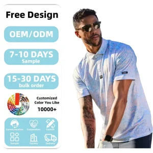 Athletic Performance Golf Polo Shirt 4-Way Stretch Custom Anti-Odor Moisture Wicking Polo OEM Golf Clothing Factory