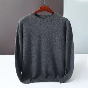Autumn And Winter New Solid Color Cashmere Knitted Men’s Loose Slim Round Neck Comfortable Crewneck Sweater