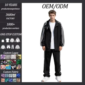 Autumn Casual Design Custom Logo Simple Loose Zipper Men’s Hoodie Set