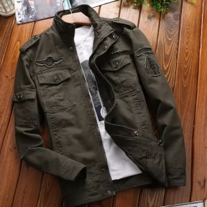 Autumn Coated Thin 100% Cotton Waterproof Bomber Jacket Casual Men’s Butterfly Sleeve