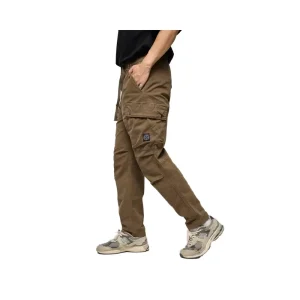 Autumn Fashion Design Loose Fit Men’s Cargo Pants Custom Printing Logo Mid Waist Flat Front Casual Plain Dyed