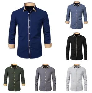 Autumn Men’s Casual Patchwork Shirts Men’s Fashion Trend Long Sleeve Business Shirts for Men