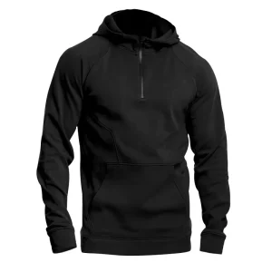 Autumn Men’s Dry Fast Breathable 1/4 Zip Sweatshirt New Design Print Contrast Splicing Hood Breathable Pullover Running Jogging