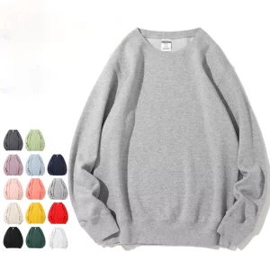 Autumn Trendy Men’s AG300g 100% Cotton Sweatshirt Print Solid Color Long Sleeve Crew Neck Casual & Healthy Hoodie
