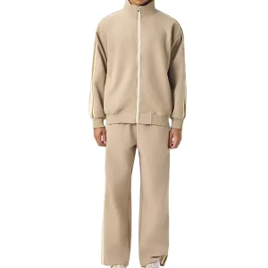 Autumn Vintage Men’s 2-in-1 Lightweight Spandex/Cotton Tracksuit Sets Custom Stand Logo Sweatshirt Elastic Waist Windproof