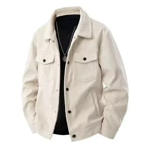 Autumn Winter Button Coat Lapel Collar Long Sleeve Button Pocket Men’s Coat Jacket