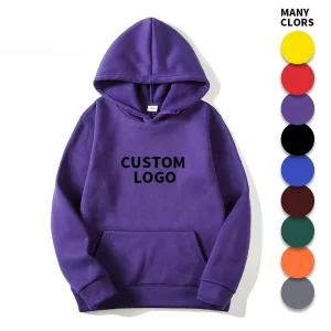 Autumn Winter Cotton Polyester Heavyweight Fleece Hoodies Customized Printed Thickened Solid Color Men’s