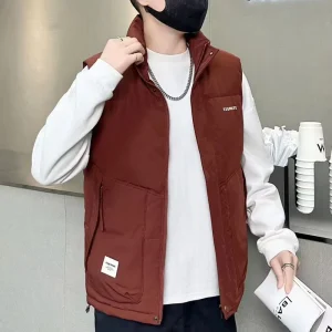 Autumn Winter Men’s Casual Zipper Closure Windproof Warm Vest Cotton Fill Customizable Outer Wear & Waistcoats