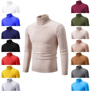 Autumn Winter Men’s Korean Style Long Sleeve Slim Pullover Solid Fashion Knitted Sweaters Fashionable Knitwear