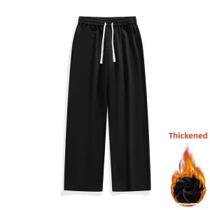 Autumn Winter Men’s Solid-Color Loose-Fit Straight-Leg Casual Pants Versatile Athletic Trousers