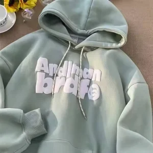 Autumn Winter Men’s Sweatshirt DTG Oversize Thickened Hooded Pullover Solid Colors American Style Knitted