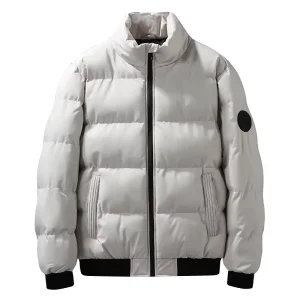 Autumn Winter Men’s Thick Coats Factory Short Styles with Standing Collar Zipper Closure Warm Large Sizes