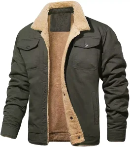 Autumn Winter Plush Thickened Men’s Long Sleeve Cotton Cool Jacket Casual Fashion Men’s Top Coat