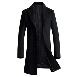 Autumn and Winter Business Mens Trench Coat Wool Mens Coat Black Mens Wool Long Coat
