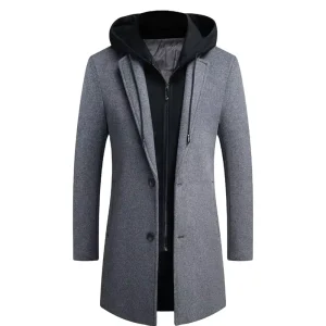 Autumn and Winter Foreign Trade Men’s Coat Double Collar Men’s Jacket Collar Men’s Plus Size Woolen Jacket Coat