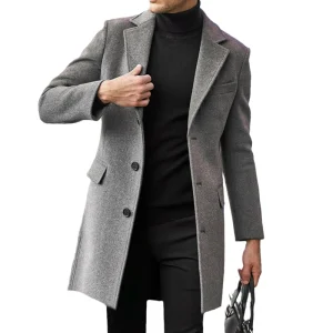 Autumn and Winter Men’s Coat Thickened Single Breasted Coat