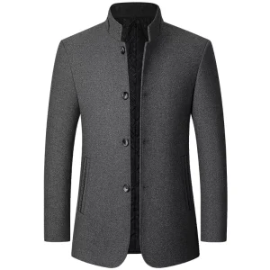 Autumn and Winter Men’s Jacket Coat Standing Collar Woolen Coat Casual Men’s Wear