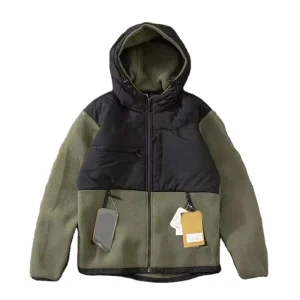 Autumn and Winter Men’s Lamb Wool Padded Coat Warm Winter Hooded Jacket with Patchwork Design and Cashmere Shell