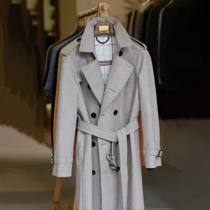 Autumn and Winter Men’s Trench Coat Casual Trend Custom Solid Color Coat